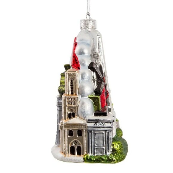 ๐ Kurt Adler PARIS France 5" Glass Christmas Tree Large Ornament City Scapes - Picture 2 of 9